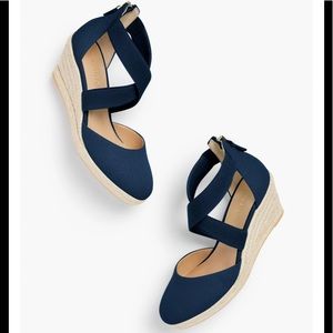 Talbots LYNDSAY D'ORSAY ESPADRILLE WEDGES - COTTON CANVAS Size 6.5